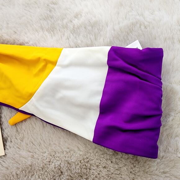 NEW Mara Hoffman Abigail Ivory Multicolor Knotted Strapless Bandeau Swim Top - Picture 4 of 8